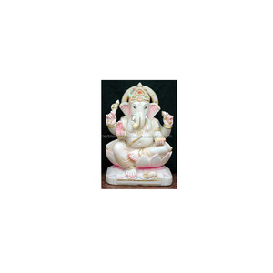 Estatua de Ganesha de Mármol Blanco - Product Image 1