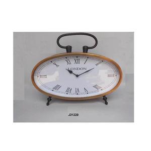 Reloj de Mesa de Metal Estilo Vintage, Forma Ovalada y Acabado Antiguo de Latón, Decoración para el Hogar, para Sala de Estar - Product Image 2