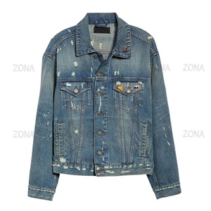 Vêtements d'extérieur Design personnalisé 100% coton Jean pour hommes Vestes en jean Denim Dip Dye Denim lavé Hommes Coton Jean Street Wear Vestes d'hiver - Product Image 4