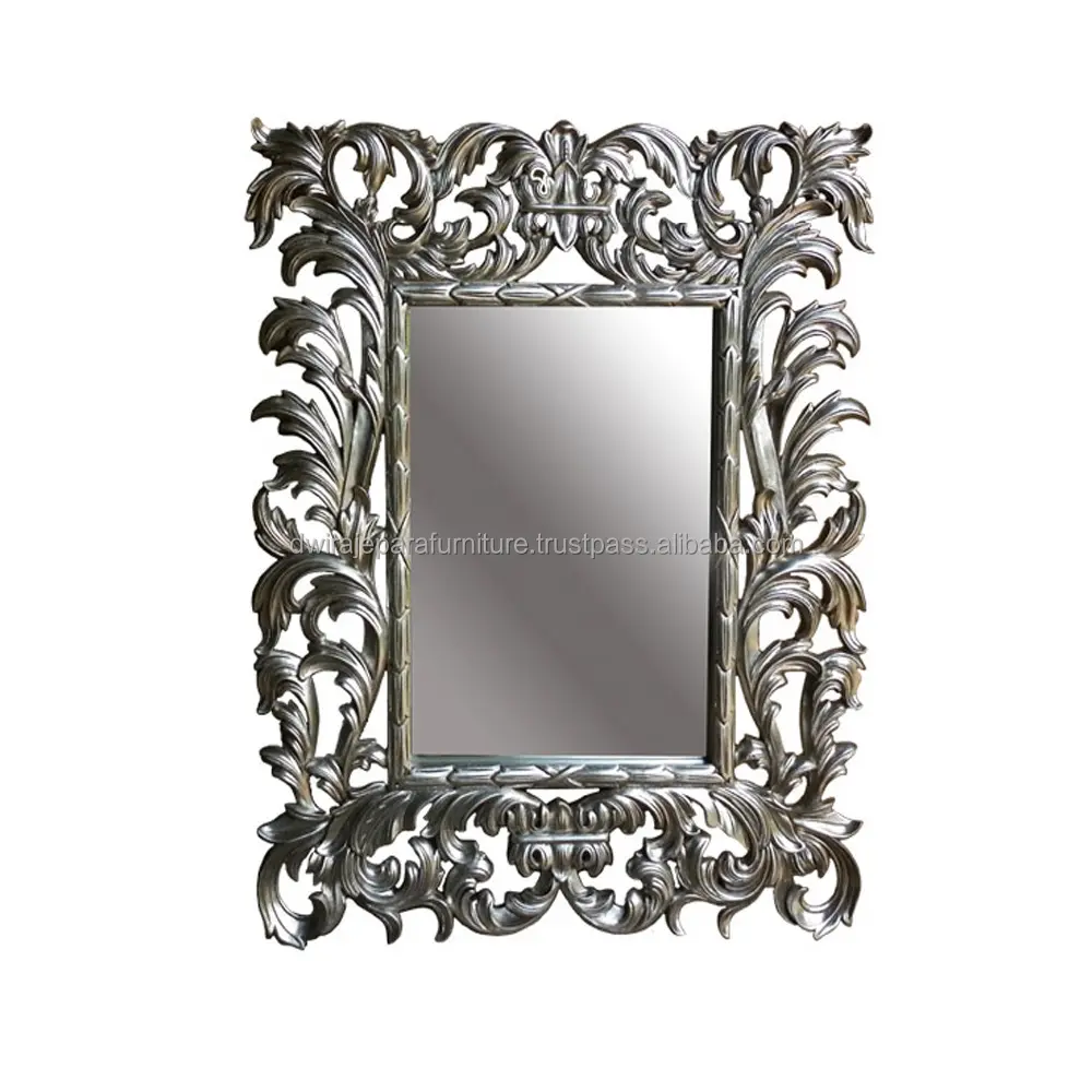 Декоративное деревянное зеркало ручной работы в виде старинного серебряного листа