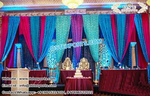 Toile de fond de paon brodé lourd, toile de fond de paons dansants brodés à la main de mariage, décors de scène de mariage - Product Image 3