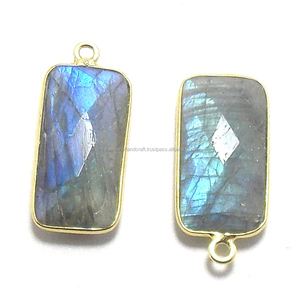 Piedras preciosas de labradorita natural Chapado en oro Fabricación de joyas Encantos Encontrar Bisel Piedra natal Boho Conector Enlace - Product Image 2