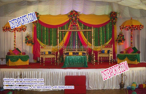 Grand <b>Mehndi</b> Stage <b>Decorations</b> UK Indian <b>Mehndi</b> Ceremony Stage Sangeet <b>Decoration</b> for Hindu Marriages - Product Image 2