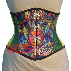 COSH CORSET Underbust Steelboned Digital Printed Sublimated Satin Corset With <b>Swing</b> Clasp Closer Waist Training Sexy Corset - Product Image 2