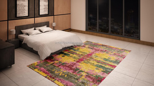 Alfombras de lana anudadas a mano de diseñador clásico de la mejor colección, alfombras lavables con mechones florales, alfombrilla para el hogar, dormitorio, acolchado Indo - Product Image 4