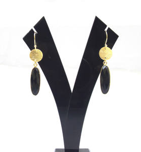 Onyx noir goutte suspendus naturel Multi pierres précieuses bijoux faits à la main plaqué or mode pierre de naissance Boho boucle d'oreille - Product Image 6