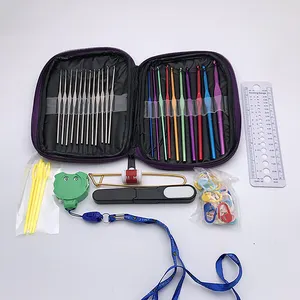 48hours Free shipping Best seller wholesale 57pcs PU bag knitting accessory kit crochet hook set