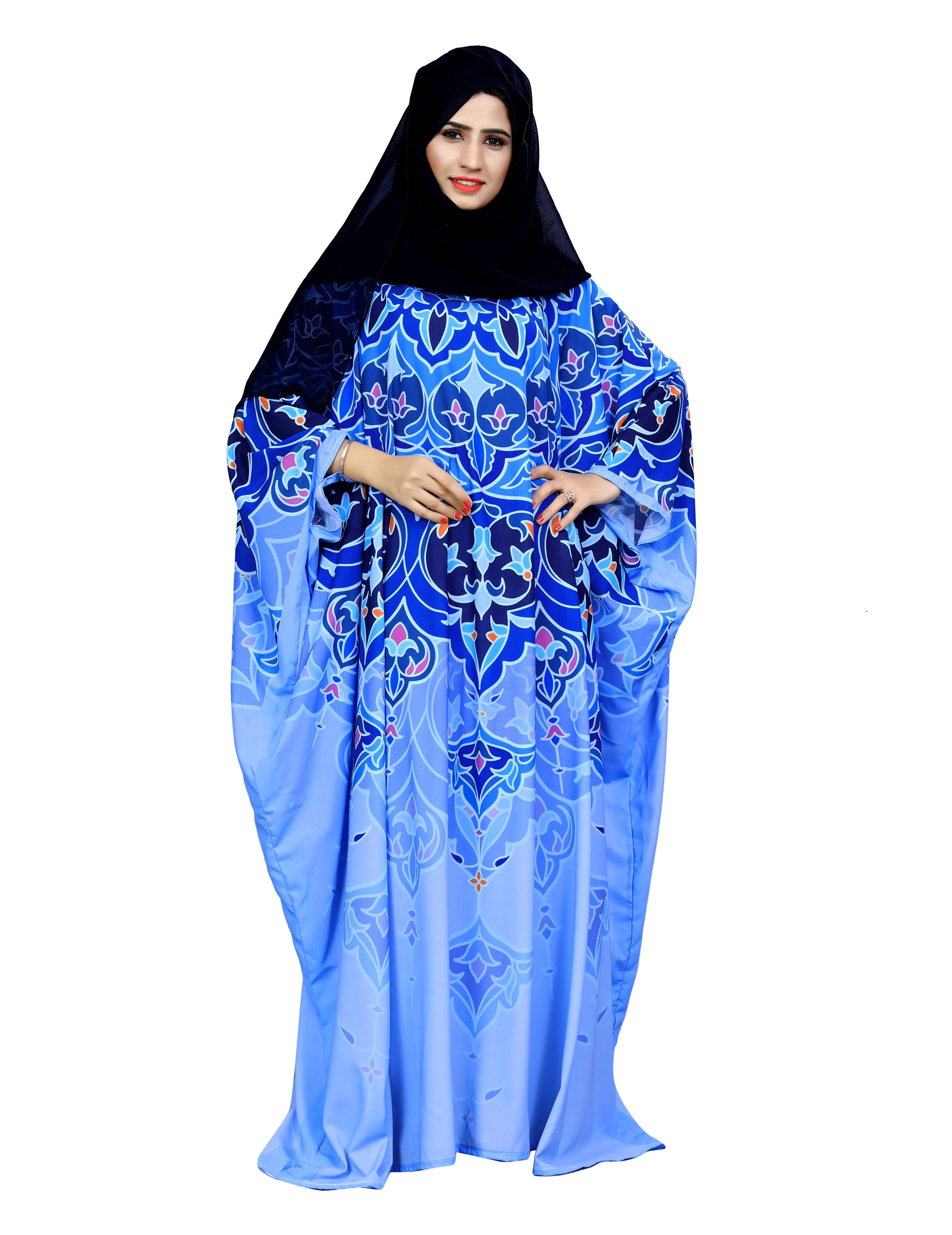 Hijab de gasa estilo Kaftan islámico Abaya para mujer, tamaño libre