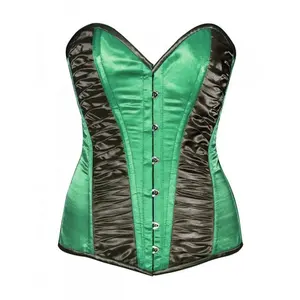 Corsetto satinato bicolore con tessuto raccolto, nuovo Design moda abbigliamento corsetto satinato