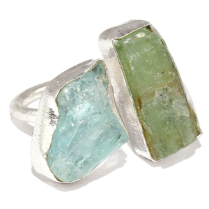 ดูดีท้องฟ้า Blue_Green Aquamarine 925เงินสเตอร์ลิงแฟนซีแหวนแฮนด์เมดเครื่องประดับเงินออกแบบเครื่องประดับเงิน - Product Image 1