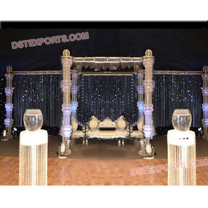 Ensemble de Mandap de mariage indien entièrement en cristal, Mandap de mariage en métal et cristal, Mandap en acrylique pour mariage NEWYORK - Product Image 1