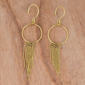 Gold Plated Chain Earring 925 <b>Sterling</b> <b>Silver</b> Chandelier Chain Earrings Handmade Fashion Jewelry Wholesale Supplier BY CDP. - Product Image 3