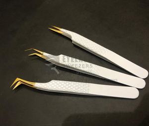 Pinces à épiler professionnelles personnalisées avec logo, en or blanc, avec poignée en diamant, légères, pour extensions de cils, pointues, durables, en acier inoxydable - Product Image 2