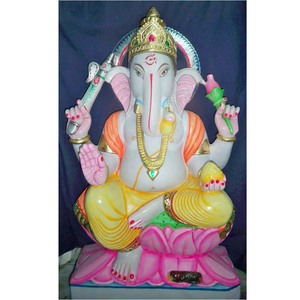 Sculpture en marbre blanc poli, 15 cm, figurine de seigneur Ganesha - Product Image 3
