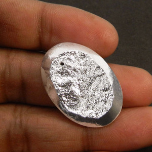 Pirita Druzy Dorada y Plateada, 30x21mm, Ovalada, Perforación de 1mm, 45.30 Quilates, Gema Suelta para Joyería - Product Image 2