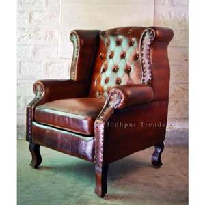 Sofá de un solo asiento de cuero indio Chesterfield para el hogar, muebles elegantes para sala de estar - Product Image 1