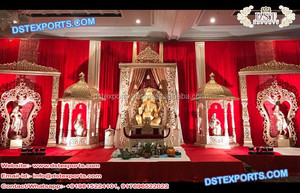 Paneles de puerta tradicionales, instalación de escenario de boda, último fabricante de escenario de fibra de boda, decoración de escenario de boda india - Product Image 3