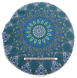 ปลอกหมอนอิงพื้นทำจากผ้าฝ้ายแมนดาลาทำมือตกแต่งบ้าน32นิ้วสีเขียวสวยงามด้วยผู้ส่งของชาวอินเดีย - Product Image 2