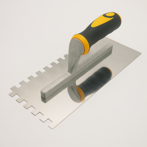 Vente en gros de truelle à béton en acier inoxydable avec manche en caoutchouc et lame crantée truelle en plastique pour le plâtrage - Product Image 3