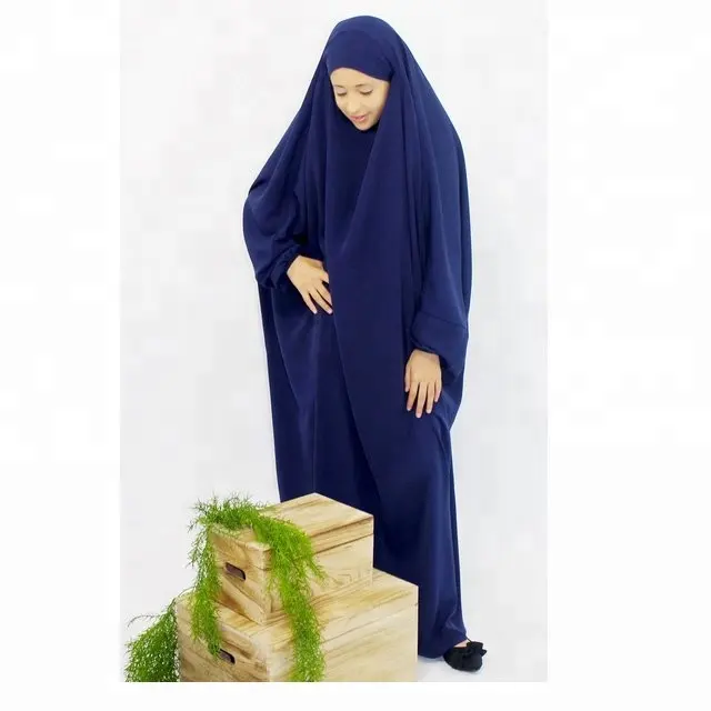 Jilbab pakaian satu potong untuk bayi perempuan, pakaian doa biru Abaya Timur Tengah