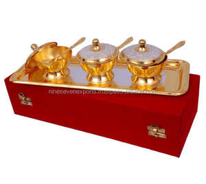 Home Decoration Kettle Set for Gift Gold Brass Custom Size 4 Color <b>Bowl</b> Spoon Set /tea Kettle Set - Product Image 2