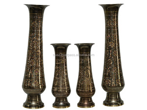 Kashmiri-jarrón grande de latón desmontado, jarrón grande de latón, jarra de martán, jarrón de latón de cuello largo, lámpara de cobre hecha a mano - Product Image 3