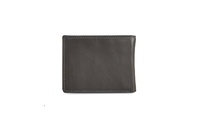 Dompet Pendek Kulit Asli Abu-abu Anti RFID dengan Pola Benang, Lapisan Katun, Penutup Terbuka, Gaya Inggris