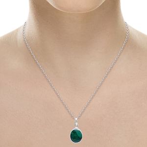 Véritable pierre précieuse ovale verte émeraude solide. Pendentif à breloque en argent sterling 925 Bijoux faits à la main Style tendance Pendentif à breloque de mode - Product Image 3