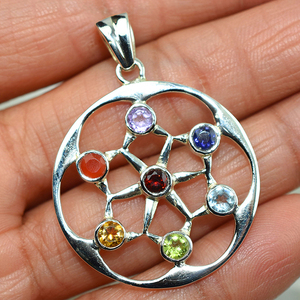 Colgantes de plata de ley 925 en forma de Chakra, joyería hecha a mano de plata 925, joyería de plata 925, joyería de la India - Product Image 4