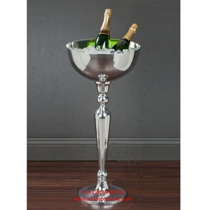 Attractive Glossy Aluminum Silver Finishing Tall Ice Bucket For Champagne & Beer Bottle Chiller