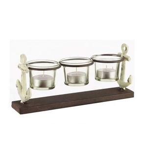 Portavelas votivo de vidrio, bandeja de madera, t-light - Product Image 1