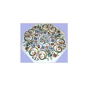 Plateaux de table basse décoratifs en marbre octogonal avec incrustations en Pietra Dura - Product Image 1