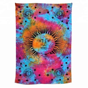Tapiz hippie de algodón con estampado de lazo bohemio para el hogar, tapiz con estampado de Luna y sol, Mandala, Doble - Product Image 1