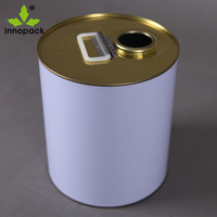 Bidon métallique rond de 5 litres pour huile lubrifiante, avec bouchon hermétique et bec verseur en plastique extractible