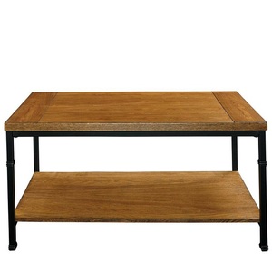 Mesa de centro industrial moderna diseño de madera y hierro para muebles de sala de estar uso doméstico - Product Image 1