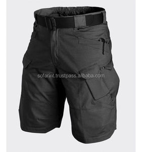 Pantalones Cortos Cargo Unisex Color Oliva con 6 Bolsillos, Transpirables, de Secado Rápido, de Algodón, para Hombre - Product Image 4