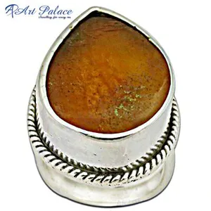 琥珀宝石925纯银琥珀戒指男女通用印度珠宝定制银戒指供应商