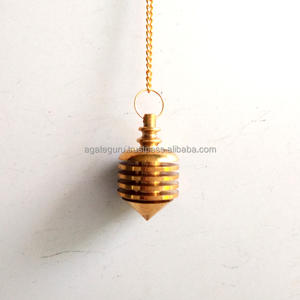 Péndulo de Latón Dorado con Piedras Preciosas, Bobina Vertical Rígida, Cristal al por Mayor para Reiki y Radiestesia - Product Image 1