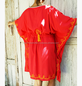 Vestido de verano de rayón bordado para mujer, caftán playero de diseño australiano a la moda, venta al por mayor - Product Image 2