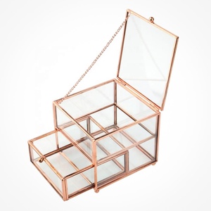 <b>Cube</b> Adjustable Rose Gold Tiers Clear <b>Glass</b> Jewelry Boxes Taiwan Made - Product Image 6