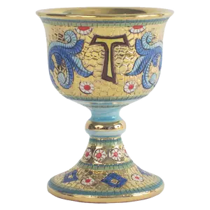 Calice d'église en céramique peint à la main avec de l'or pur fabriqué en italie design de mosaïque calice catholique