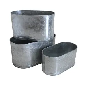 Juego de 3 macetas de hierro galvanizado hechas a mano, macetas artesanales de jardín doméstico de la mejor calidad, precios al por mayor de proveedores indios - Product Image 1