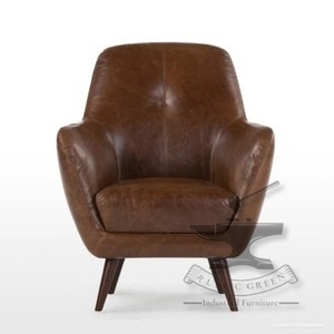 Chaise d'appoint vintage en cuir véritable - Product Image 6