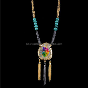 Collar de cadena de latón ajustable hecho a mano, diseño de borla Vintage, Nueva joyería de declaración de moda para regalo de compromiso de boda - Product Image 2