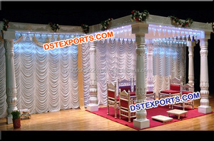Mandap Dorado para Bodas, Mandap Tradicional Indio para Bodas, Decoración de Mandap para Bodas Indias en Melbourne - Product Image 6