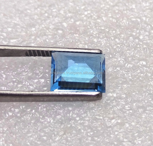 หินพลอยบุษราคัมสีฟ้าเหลี่ยมเจียระไนแบบสวิสเจียระไนเป็นรูปสี่เหลี่ยมผืนผ้าหินบุษราคัมสีฟ้าธรรมชาติสำหรับทำเครื่องประดับ - Product Image 5