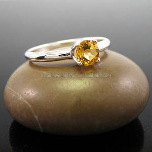 Anillo de piedras preciosas naturales citrino, anillo de Plata de Ley 925, anillo apilable, joyería de plata hecha a mano - Product Image 1