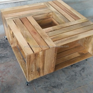 Table basse industrielle moderne avec caisse en bois de manguier Meubles de salon élégants pour usage domestique - Product Image 1