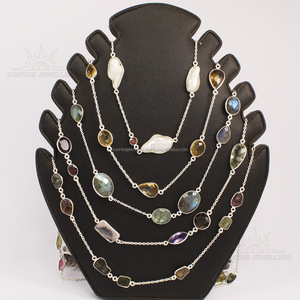 พลอยอเมทิสต์สีเหลืองอมเบอร์นิลและอัญมณีหลากสีธรรมชาติอื่นๆสร้อยคอสร้อยคอโอเปร่ากล่องศาสนา bezal 30 "36" - Product Image 6