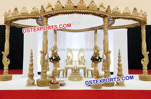 Mandap en bois de mariage de style designer, Mandap en bois de mariage hindou, Grand Mandap en bois de mariage Maharaja, Décoration d'événement en Angleterre - Product Image 3
